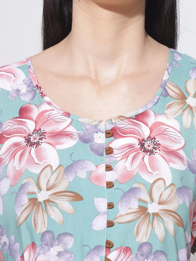 Rayon Designer Nighty Green