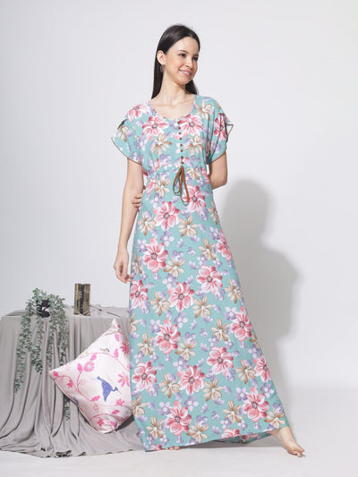 Rayon Designer Nighty Green