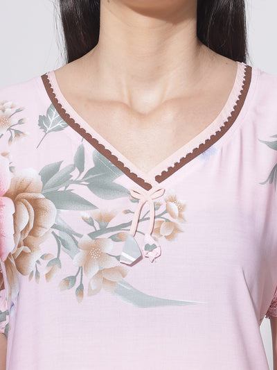 Rayon Designer Maxi Pink Nighty