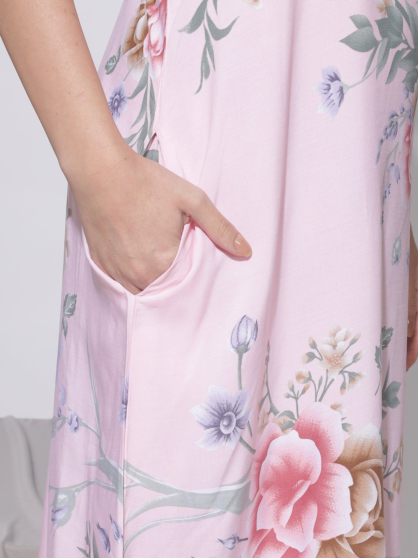 Rayon Designer Maxi Pink Nighty