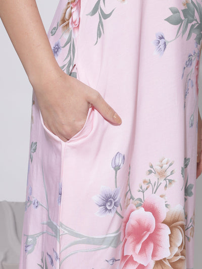 Rayon Designer Maxi Pink Nighty