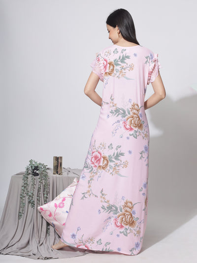 Rayon Designer Maxi Pink Nighty