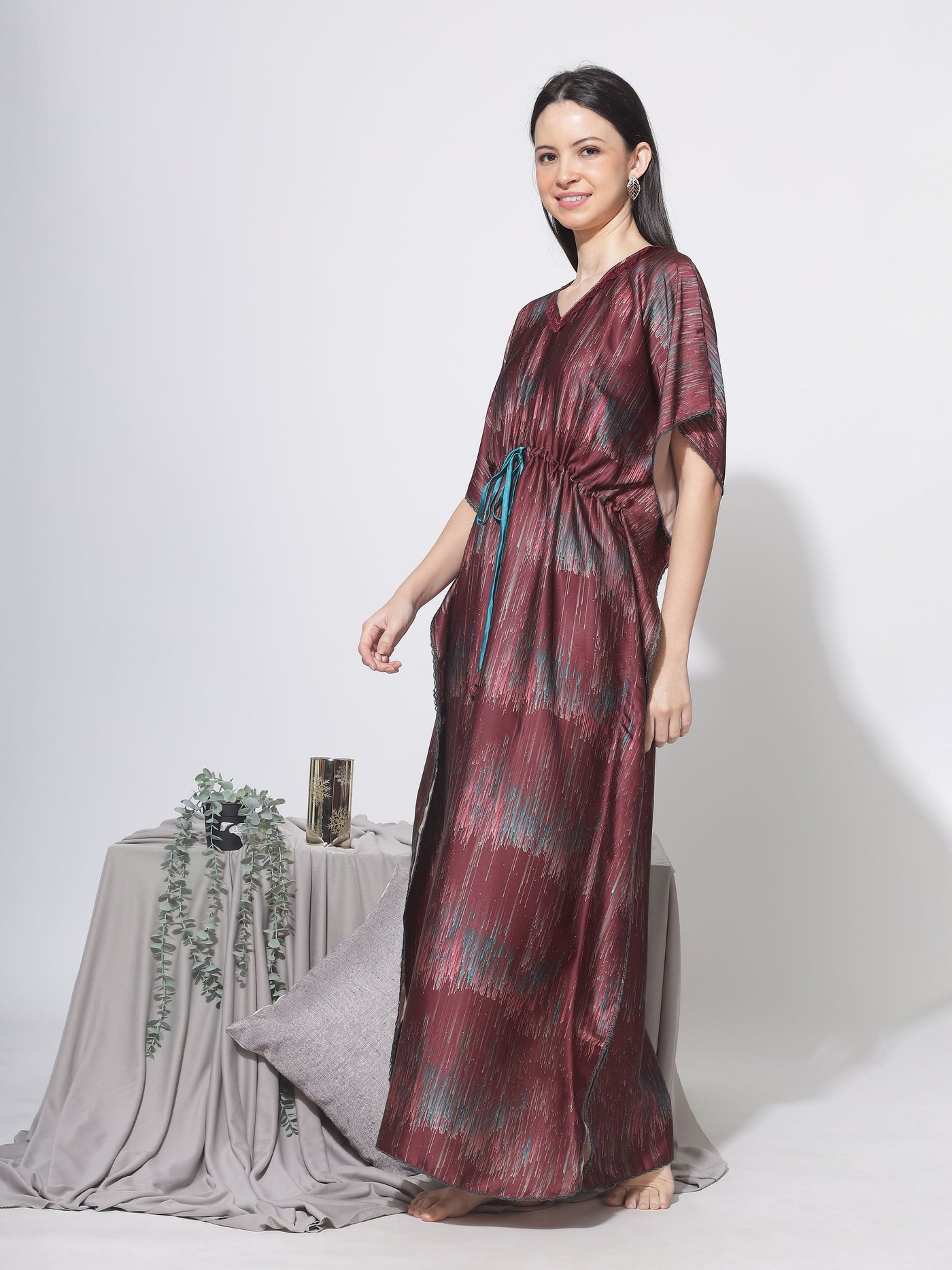 Satin Kaftan Marron