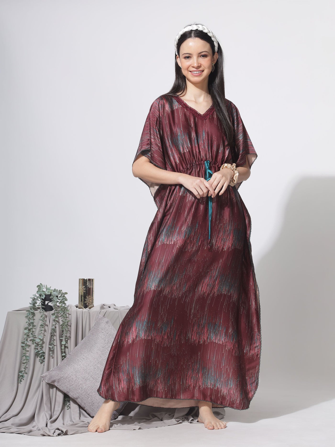 Satin Kaftan Marron