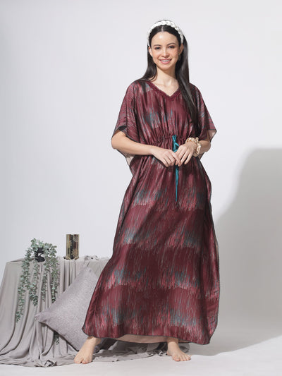 Satin Kaftan Marron