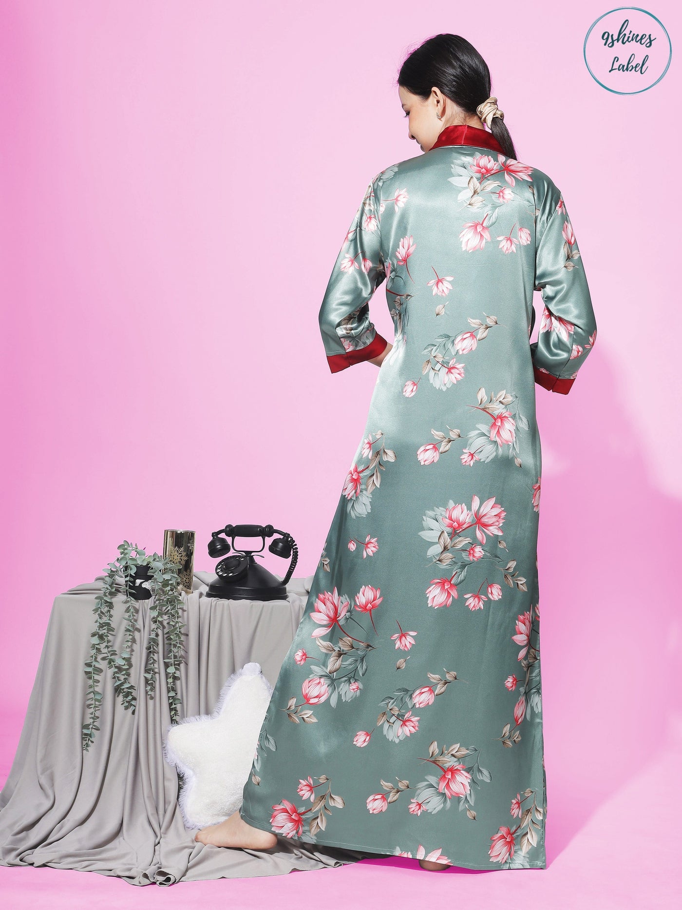 Satin Mugal Green House Coat