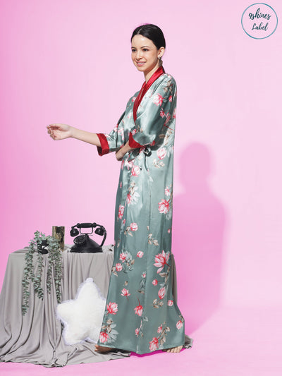 Satin Mugal Green House Coat