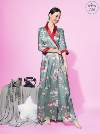 Satin Mugal Green House Coat