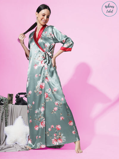 Satin Mugal Green House Coat