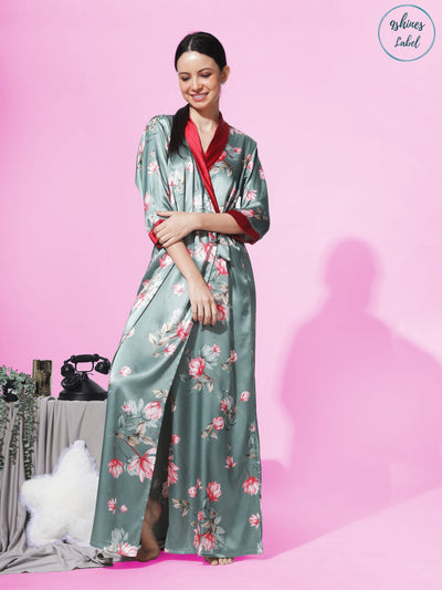 Satin Mugal Green House Coat