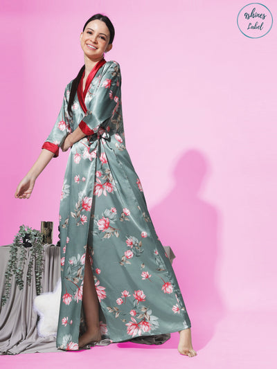 Satin Mugal Green House Coat