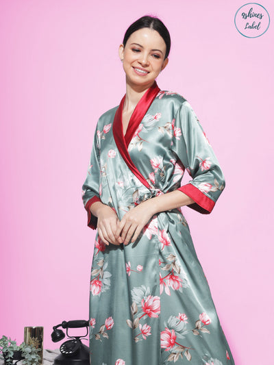Satin Mugal Green House Coat