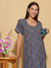 Soft Grey Pleated Nightdress for Women with Relaxed Silhouette