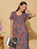Cozy Coffee Pleated Nighty for Women with Relaxed Fit