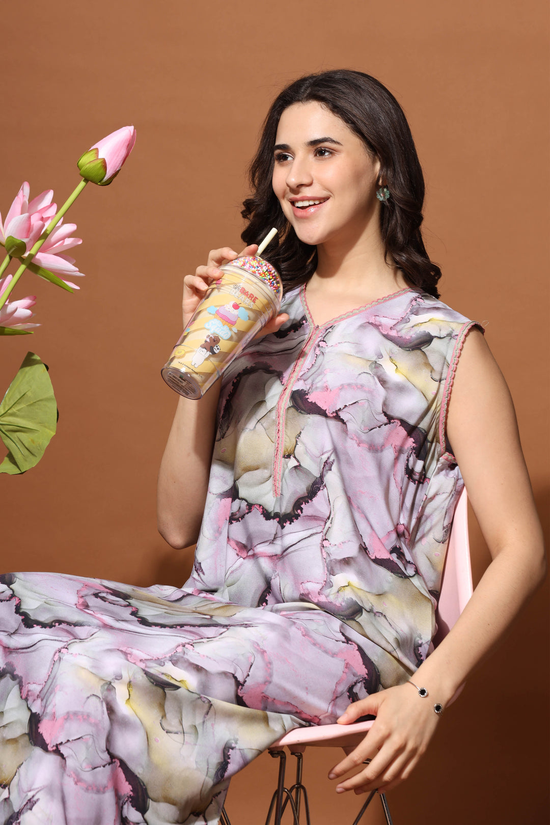 Luxury Lavender Rayon Sleeveless Nighties