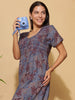 Soft Pale Blue Pleated Nighty for Women with Pocket Feature