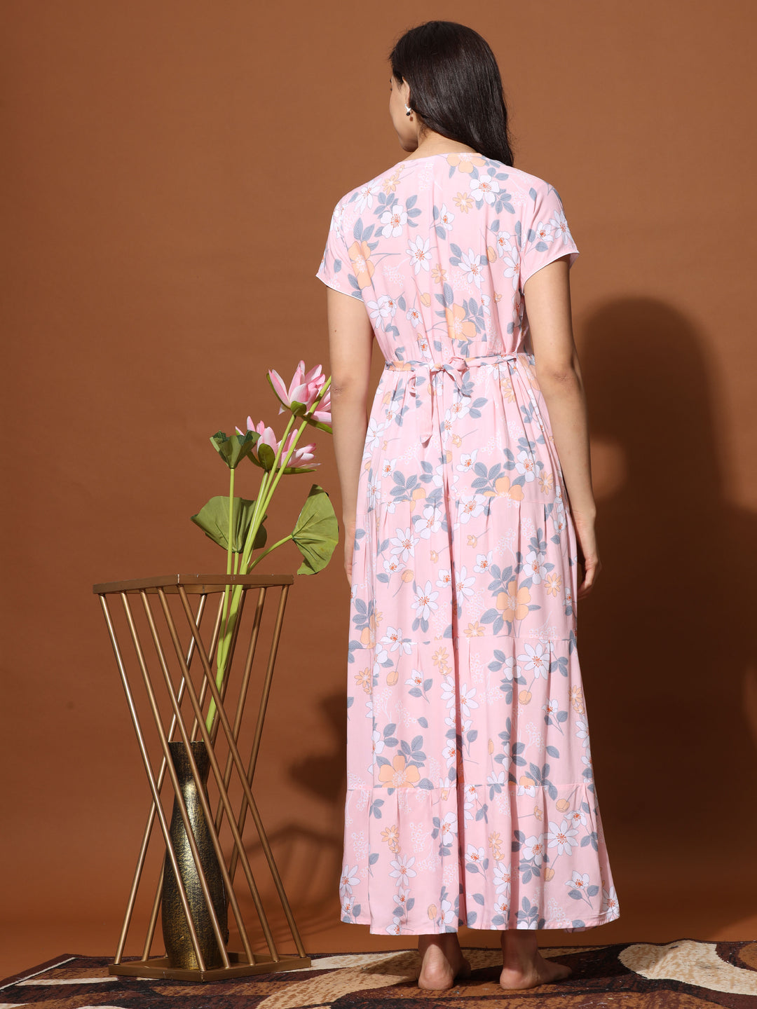  Rayon Designer Nighty  Frock Style Trendy Designer Maxi Nightgown Dress for Women- 9shines label 