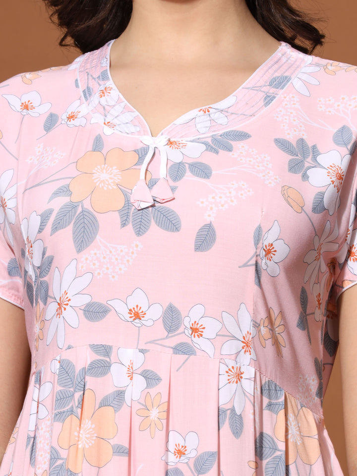  Rayon Designer Nighty  Frock Style Trendy Designer Maxi Nightgown Dress for Women- 9shines label 