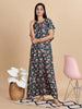 Green Floral Print Rayon Maxi Nightdress for Comfortable Sleep