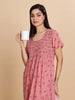 Shop Coral Pleated Nightdress for Women with Front Buttons