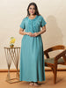 Sadabahar Sea Glass Floral Embroidered Nighty for Women