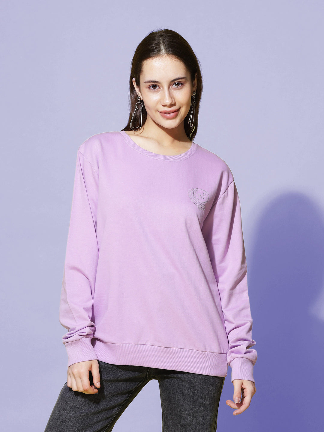 Hosiery Cotton Sweatshirt Lavendar - 9shines label