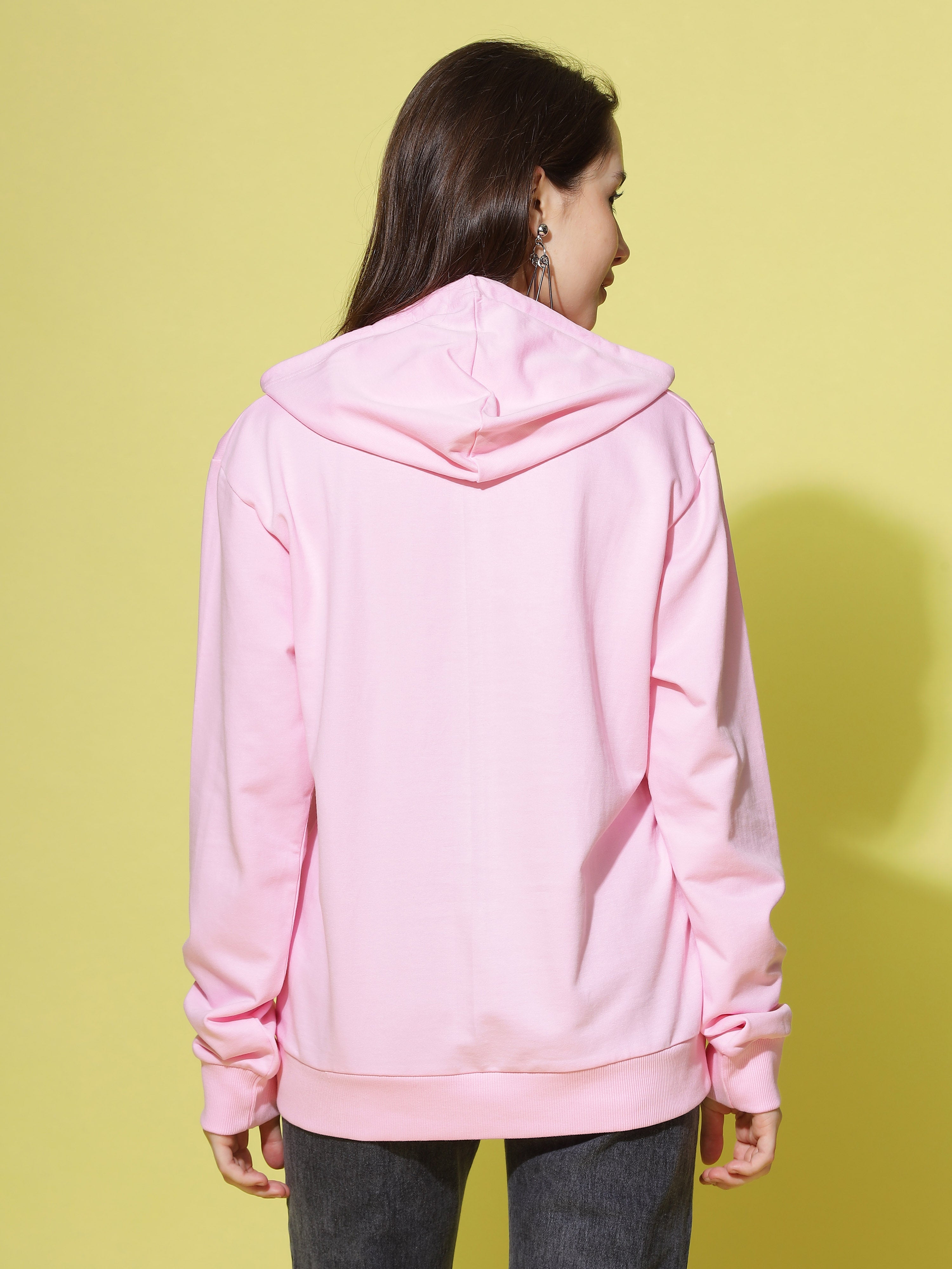 Shop Stylish Hosiery Cotton Baby Pink Hoodie for Women 9shines label