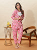 Lace Pink Cotton Pajama Set For Women