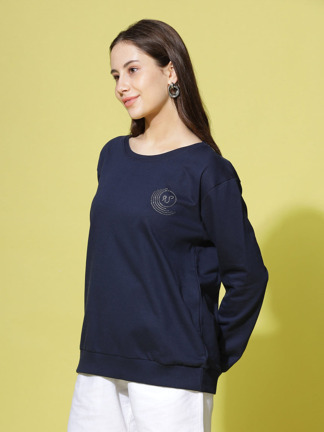  Sweatshirt  Must-Have Navy Blue Full Sleeve Sweatshirt for Women - 9shines Label- 9shines label 
