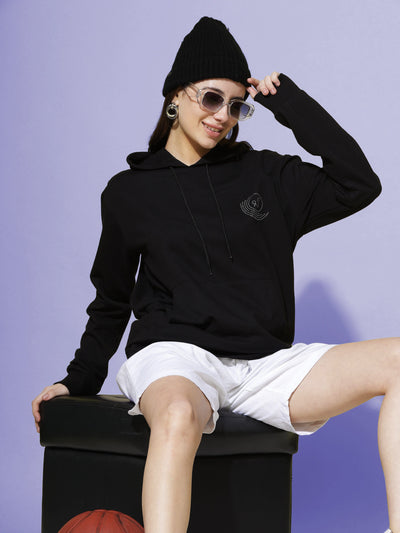 Hosiery Cotton Black Hoodie 