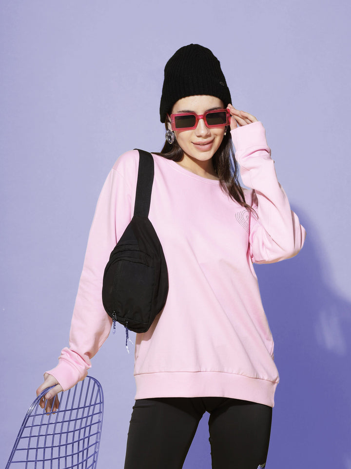  Sweatshirt  Shop Stylish Full Sleeve Sweatshirt in Baby Pink - 9shines Label- 9shines label 