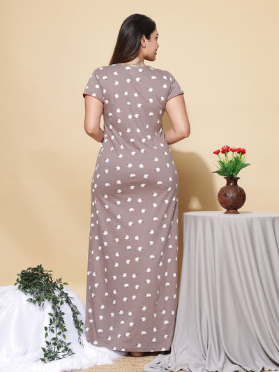 Hosiery Cotton Designer Maxi Grey Nighty