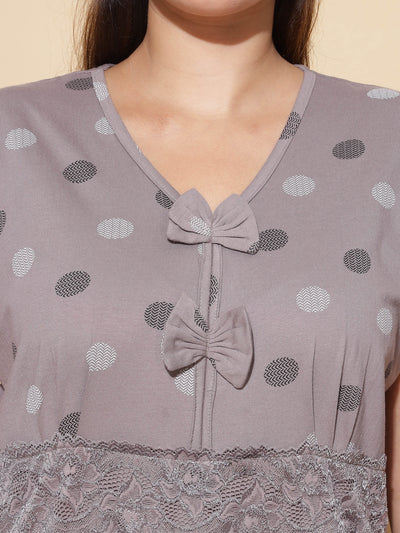 Hosiery Cotton Designer Grey Nighty