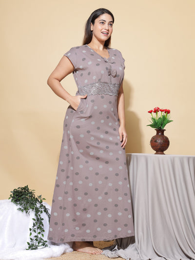 Hosiery Cotton Designer Grey Nighty