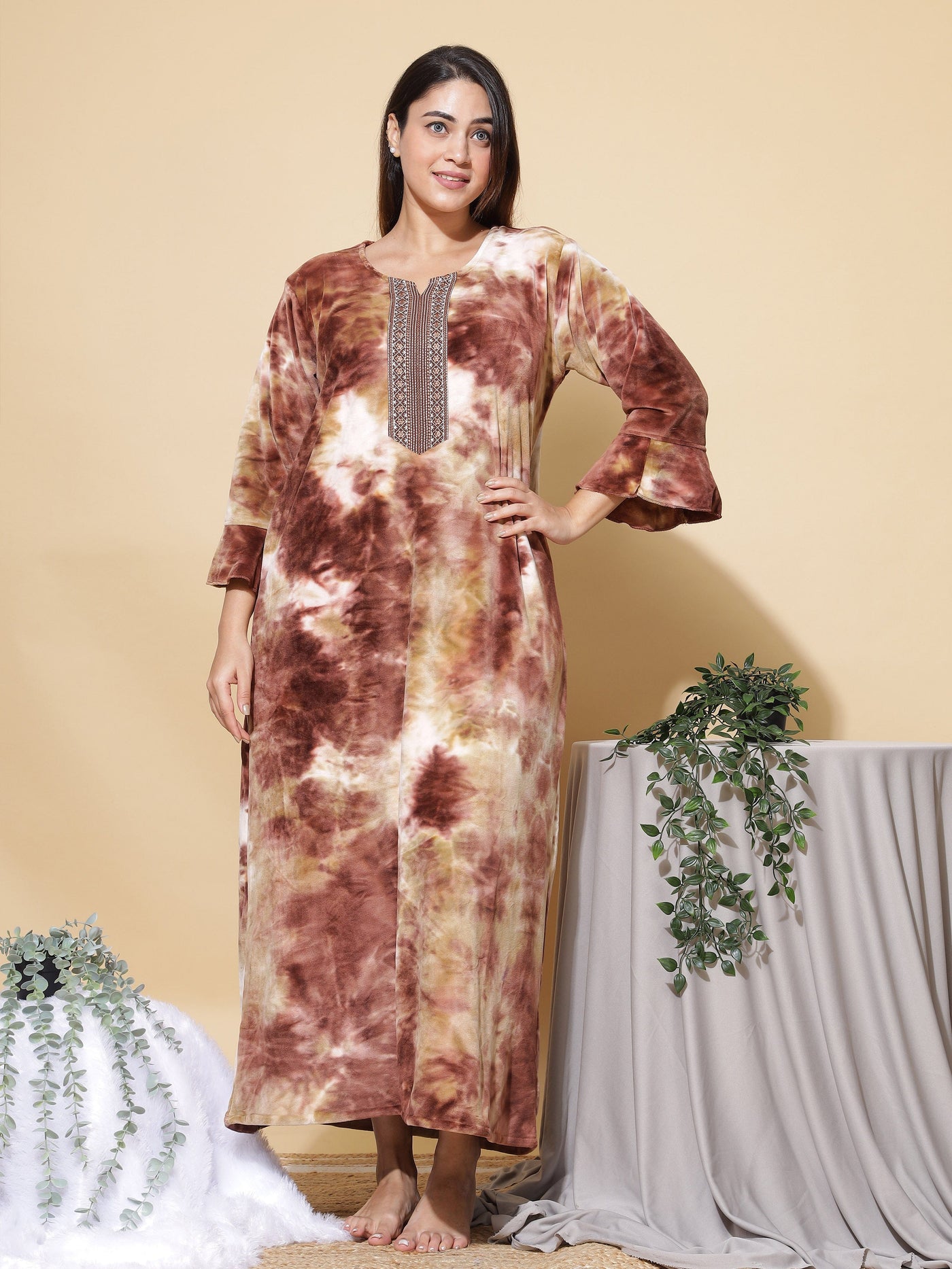 Velvet Designer Nighty Brown