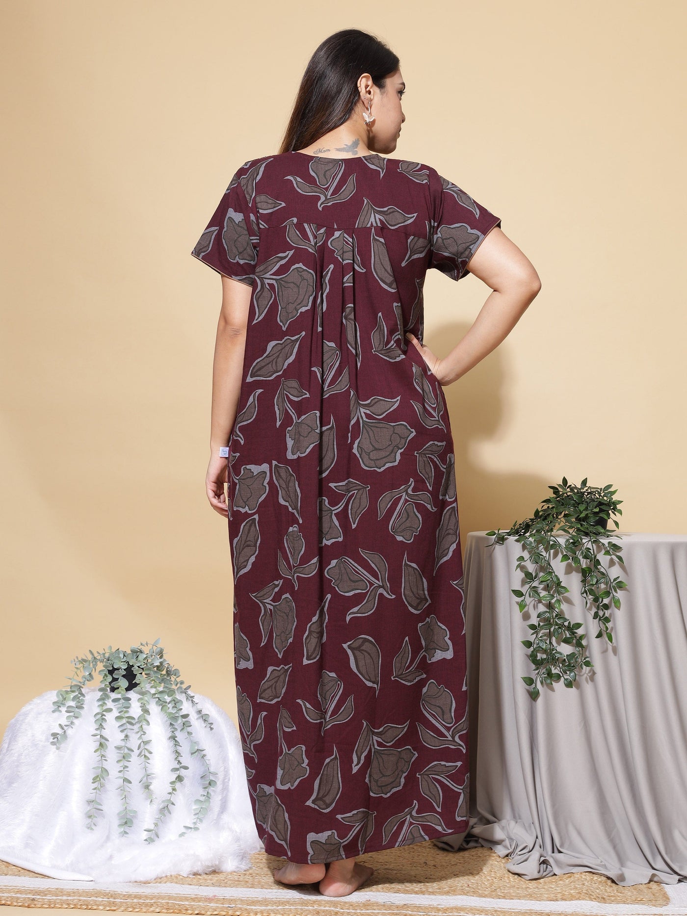 Crush Designer Nighty Maroon