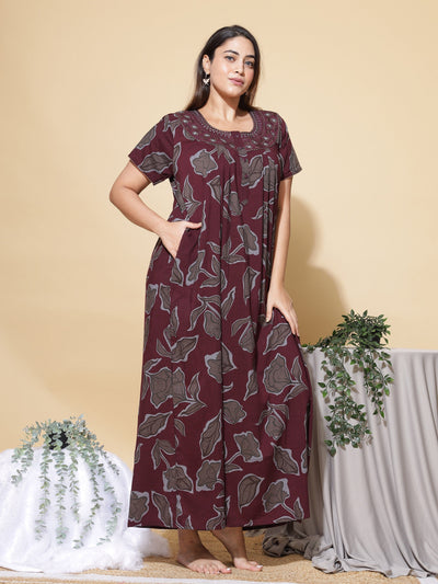 Crush Designer Nighty Maroon