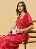 Soft Red Pleated Nightdress with Front Button Closure for Ease