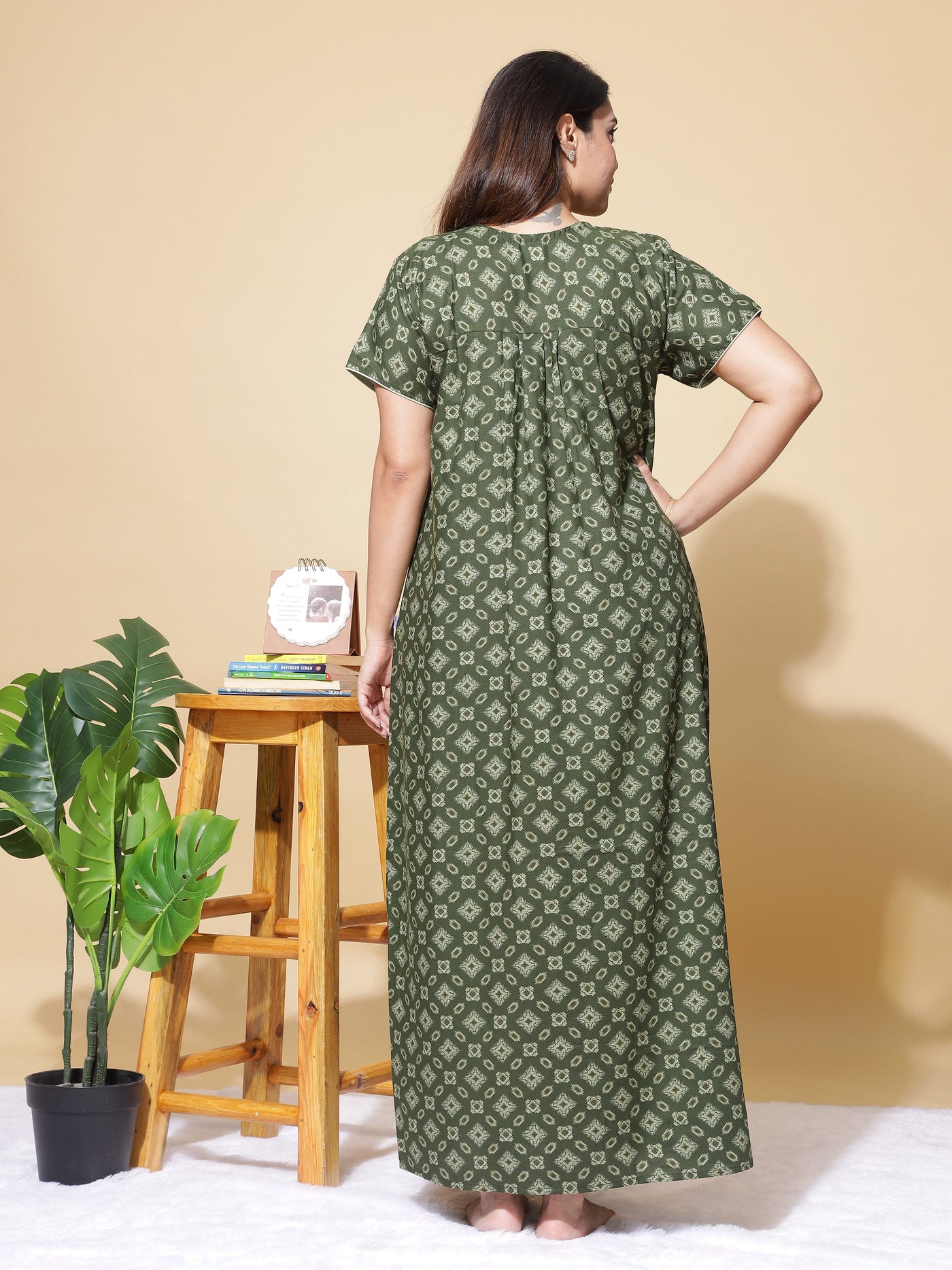 Polyester Viscose Designer Green Nighty