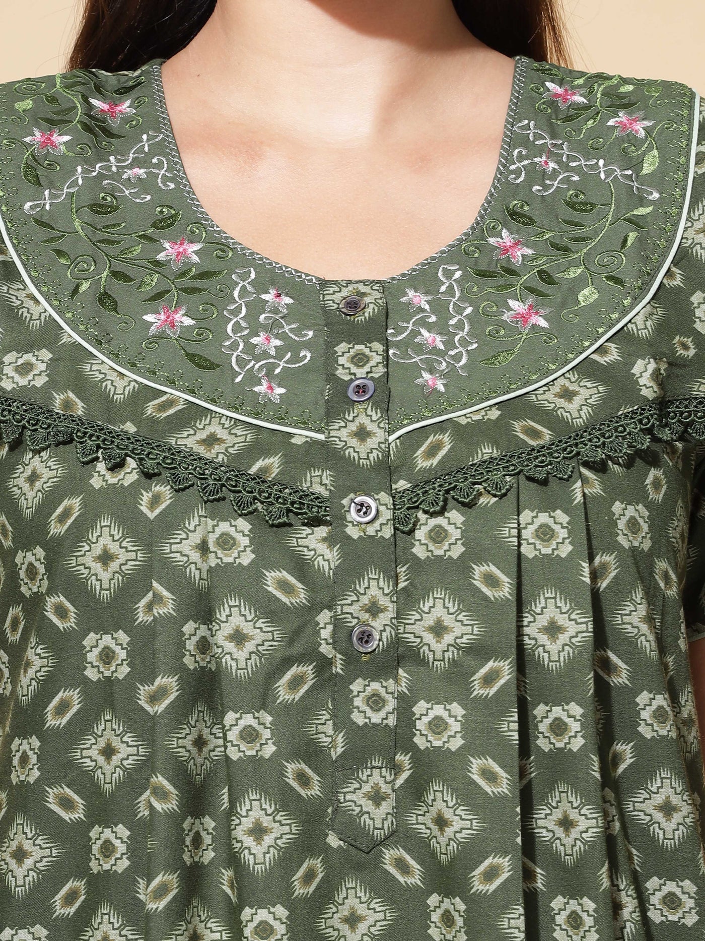 Polyester Viscose Designer Green Nighty