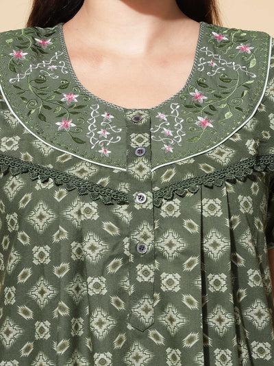 Polyester Viscose Designer Green Nighty