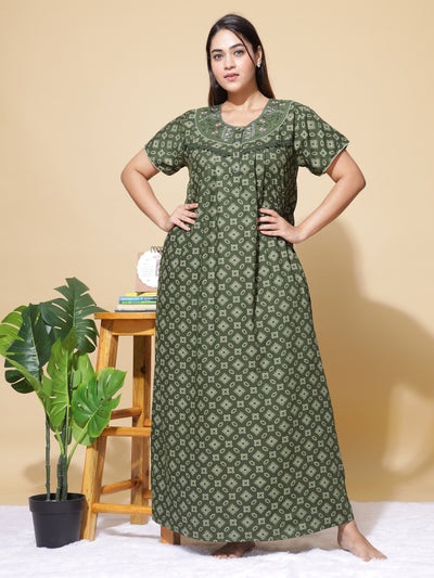 Polyester Viscose Designer Green Nighty
