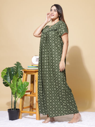 Polyester Viscose Designer Green Nighty