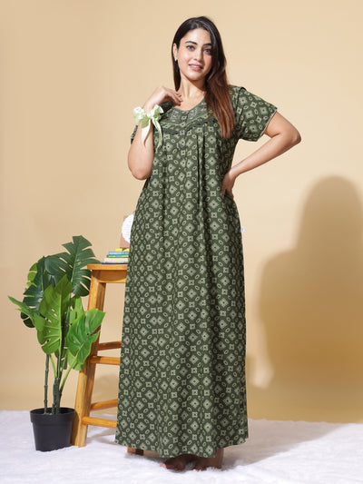 Polyester Viscose Designer Green Nighty