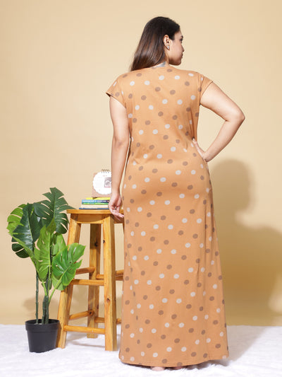 Hosiery Cotton Designer Mustard Nighty