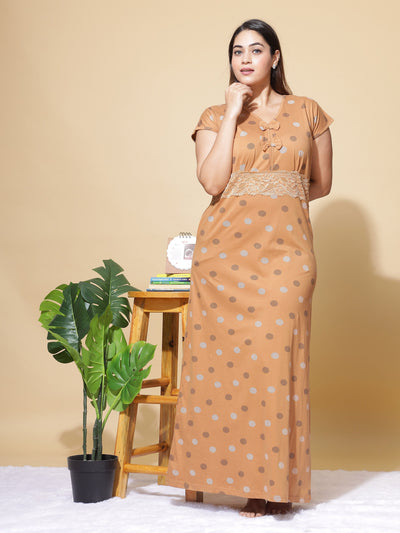 Hosiery Cotton Designer Mustard Nighty