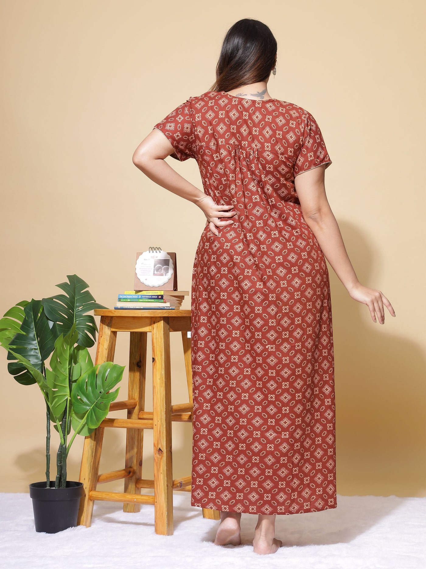 Polyester Viscose Designer Rust Nighty