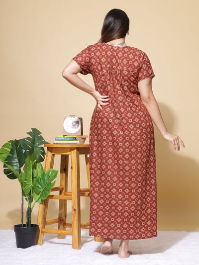 Polyester Viscose Designer Rust Nighty