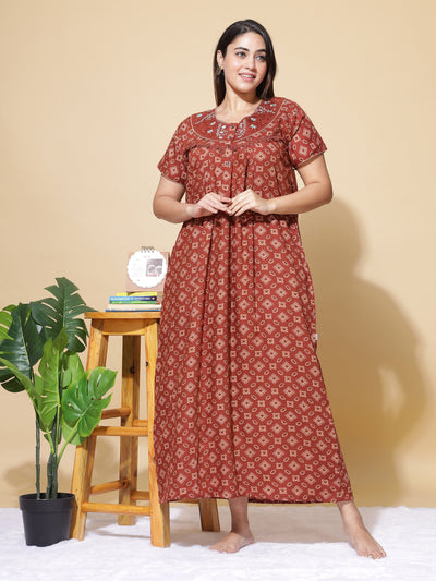 Polyester Viscose Designer Rust Nighty