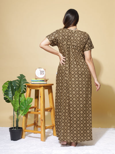 Polyester Viscose Designer Coffee Nighty